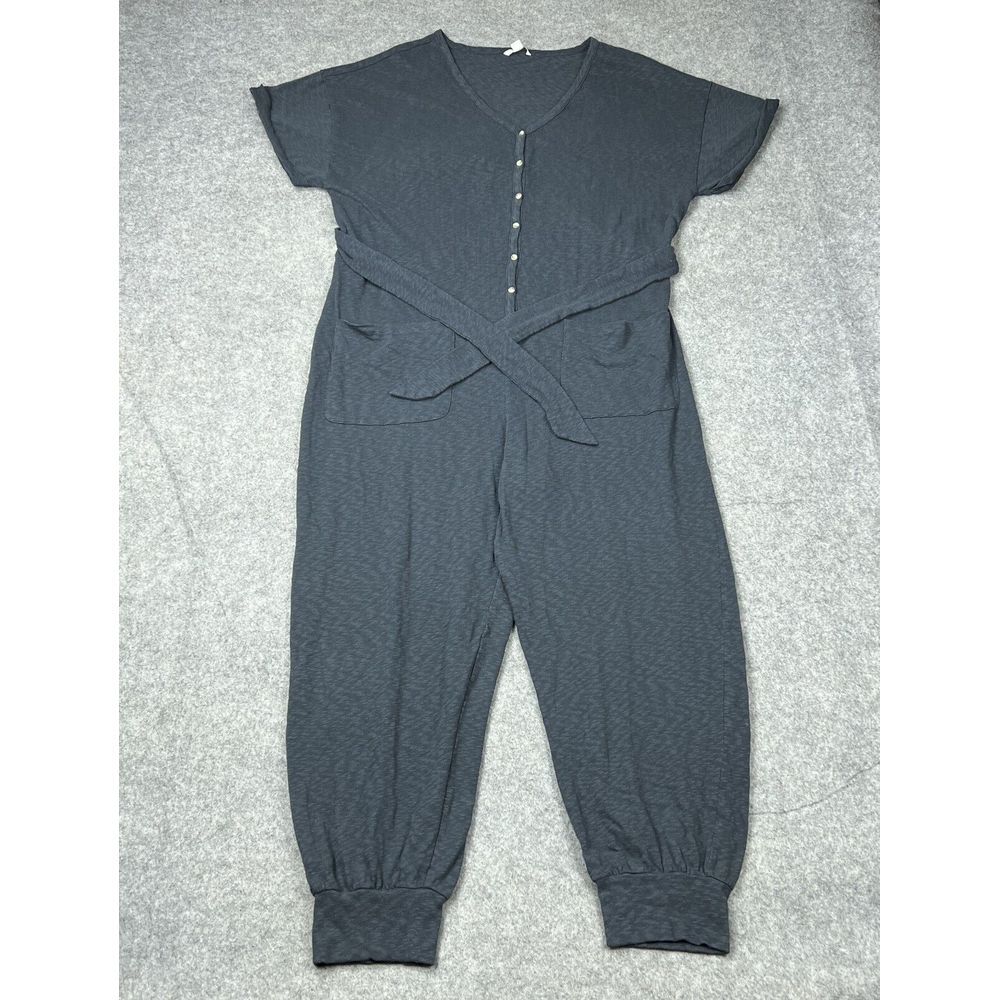 American Eagle Jumpsuit Womens Extra Large Tall Gray Short Sleeve Button Up Cozy